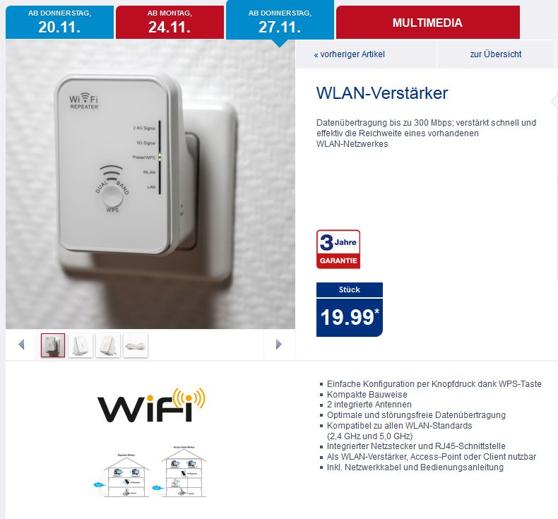 WLAN Repeater Medion / Aldi November 2014