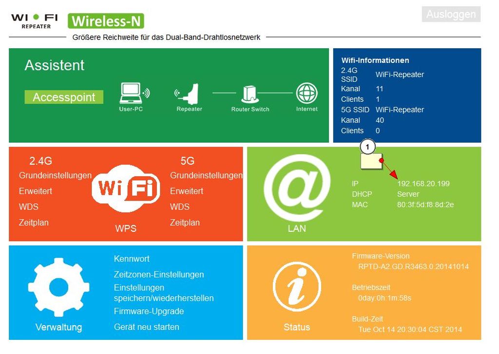 WLR-510 - Neue IP in der Oberfläche