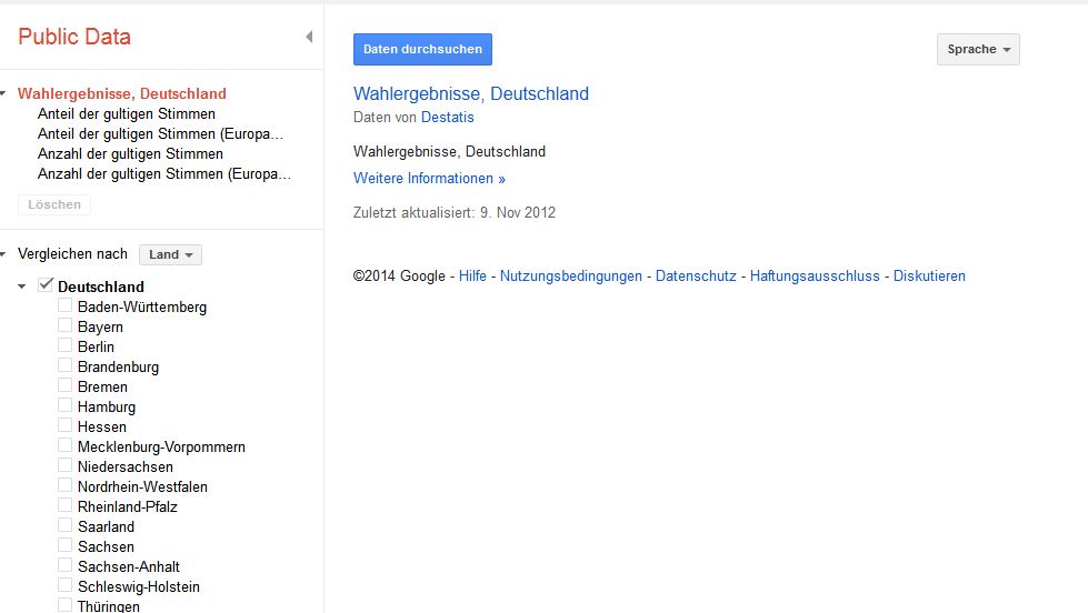 Google Publicdata - Wahlen Deutschland - keine Aktualisierung