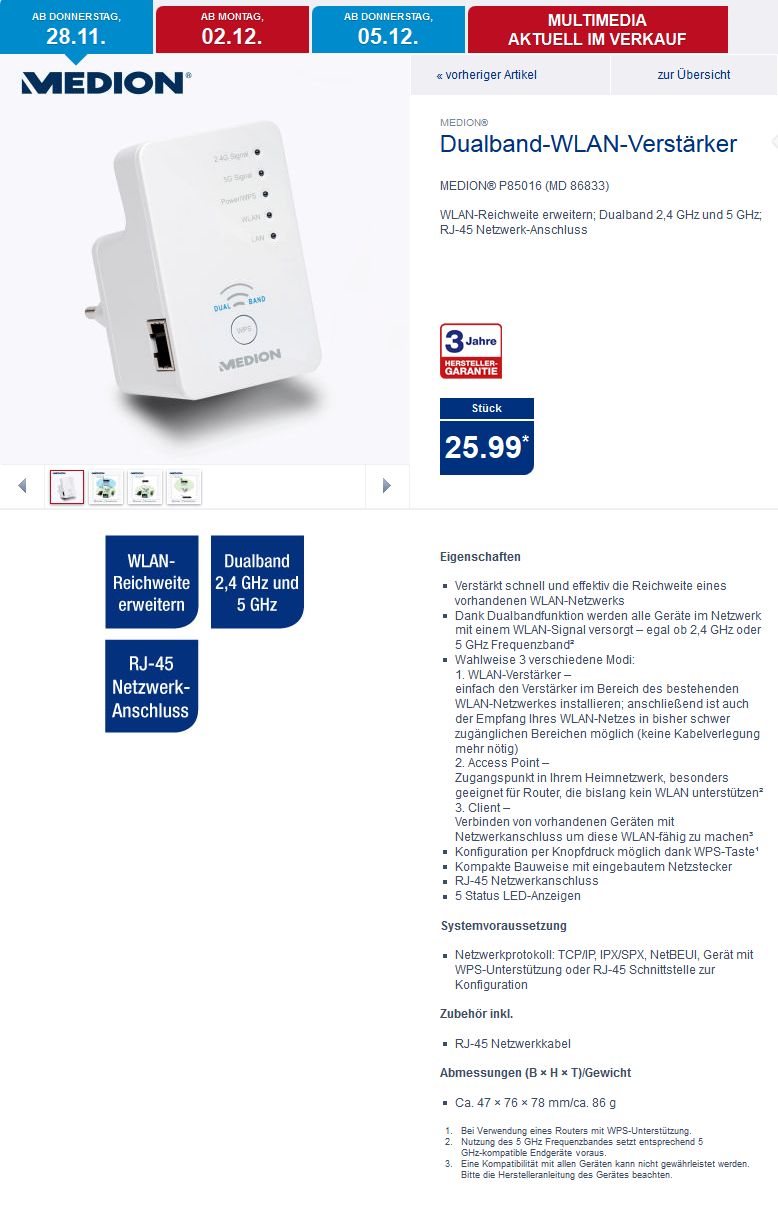 Medion Repeater MD86833 / P85016